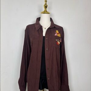 vintage 90s disney winnie the pooh‎ brown embroidered honey velvet feel earthy
